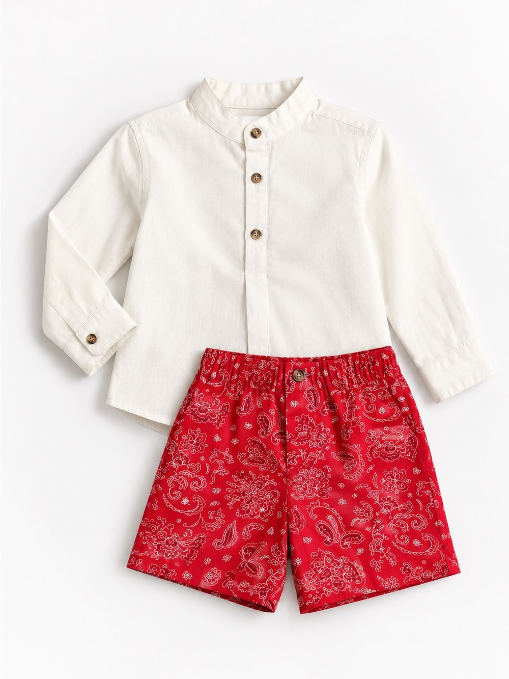 NWT Edgehill Collection Boys 2-Piece Shirt & Red Paisley Shorts Set Size 5